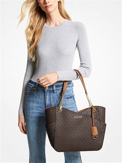 michael kors jet set large leather shoulder bag